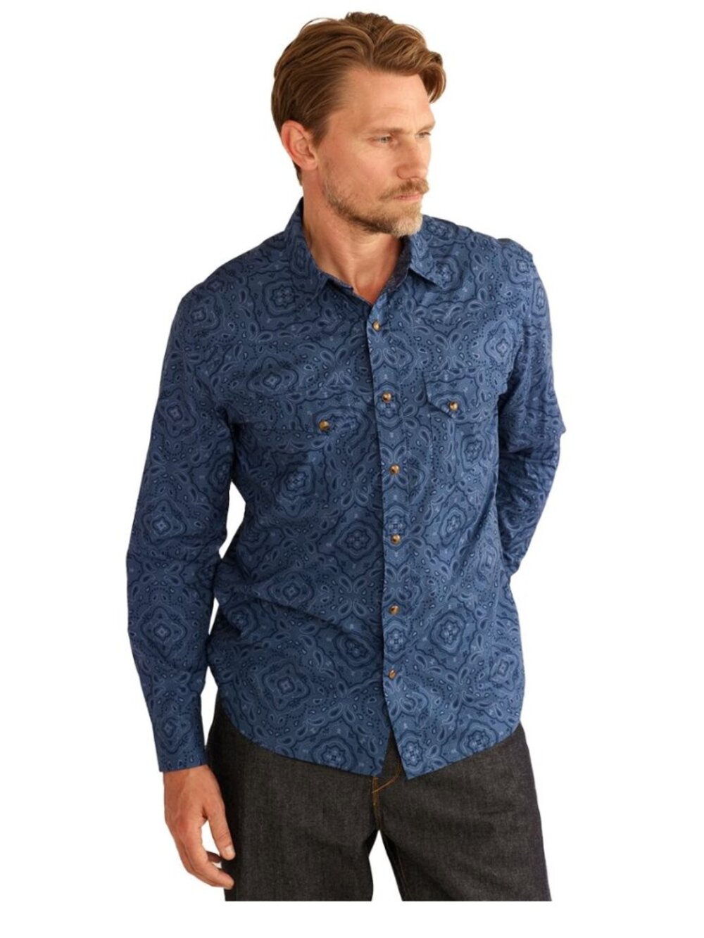 NWT Pendleton Laramie Paisley Bandana Snap Front Western Shirt Navy Blue